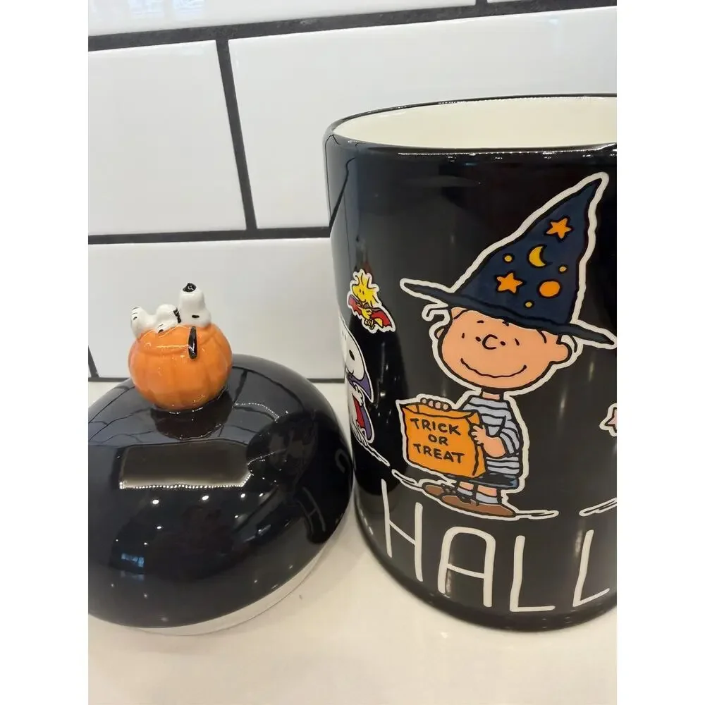 Peanuts Happiness Is Halloween Covered Canister Treat Candy Cookie Holder NEW🎃